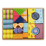 Maxbell Wooden Building Blocks Set Stacking Game Cube Kids Educational Toy Stripe