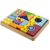 Maxbell Wooden Building Blocks Set Stacking Game Cube Kids Educational Toy Stripe