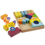 Maxbell Wooden Building Blocks Set Stacking Game Cube Kids Educational Toy Stripe