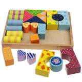 Maxbell Wooden Building Blocks Set Stacking Game Cube Kids Educational Toy Stripe