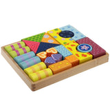 Maxbell Wooden Building Blocks Set Stacking Game Cube Kids Educational Toy Stripe