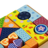 Maxbell Wooden Building Blocks Set Stacking Game Cube Kids Educational Toy Stripe