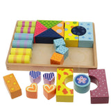 Maxbell Wooden Building Blocks Set Stacking Game Cube Kids Educational Toy Stripe