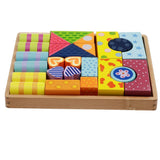 Maxbell Wooden Building Blocks Set Stacking Game Cube Kids Educational Toy Stripe