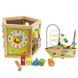 Maxbell 5 Sides Wooden Beads Maze Cube Activity Center Kids Early Educational Toy