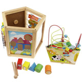 Maxbell 5 Sides Wooden Beads Maze Cube Activity Center Kids Early Educational Toy