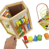 Maxbell 5 Sides Wooden Beads Maze Cube Activity Center Kids Early Educational Toy