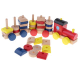 Maxbell Wooden Train Toy Color Shape Sorting Stacking Toy Kids Educational Toy Gift