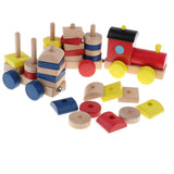 Maxbell Wooden Train Toy Color Shape Sorting Stacking Toy Kids Educational Toy Gift