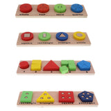 Maxbell Wooden Geometric Shape Puzzles Color Shape Sorter Kids Educational Toy A