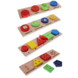 Maxbell Wooden Geometric Shape Puzzles Color Shape Sorter Kids Educational Toy A