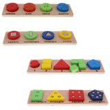 Maxbell Wooden Geometric Shape Puzzles Color Shape Sorter Kids Educational Toy A