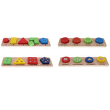 Maxbell Wooden Geometric Shape Puzzles Color Shape Sorter Kids Educational Toy A