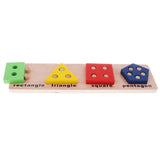 Maxbell Wooden Geometric Shape Puzzles Color Shape Sorter Kids Educational Toy D