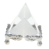 Maxbell 3D Clear Crystal Pyramid with Silver Stand Home Office Cafe Bar Decor Decor