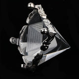 Maxbell 3D Clear Crystal Pyramid with Silver Stand Home Office Cafe Bar Decor Decor