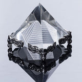 Maxbell 3D Clear Crystal Pyramid with Silver Stand Home Office Cafe Bar Decor Decor