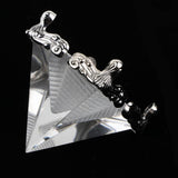 Maxbell 3D Clear Crystal Pyramid with Silver Stand Home Office Cafe Bar Decor Decor