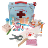 Maxbell 30PCS Wooden Medical Kits Box Doctor Nurse Role Playing Set Kids Toy Playset