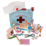 Maxbell 30PCS Wooden Medical Kits Box Doctor Nurse Role Playing Set Kids Toy Playset