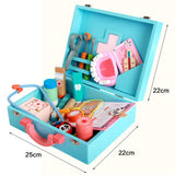 Maxbell 30PCS Wooden Medical Kits Box Doctor Nurse Role Playing Set Kids Toy Playset