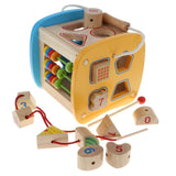 Maxbell Wooden Geometry Blocks Matching Beads Threading Numbers Counting Math Toy