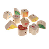 Maxbell Wooden Geometry Blocks Matching Beads Threading Numbers Counting Math Toy