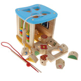 Maxbell Wooden Geometry Blocks Matching Beads Threading Numbers Counting Math Toy