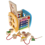 Maxbell Wooden Geometry Blocks Matching Beads Threading Numbers Counting Math Toy