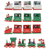 Maxbell Christmas Decorations Wooden Trains Kids Educational Toys Gift White