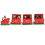 Maxbell Christmas Decorations Wooden Trains Kids Educational Toys Gift Red