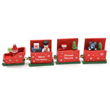 Maxbell Christmas Decorations Wooden Trains Kids Educational Toys Gift Red