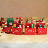 Maxbell Christmas Decorations Wooden Trains Kids Educational Toys Gift Red