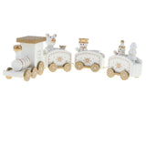 Maxbell Christmas Wooden Train Wood Ornament Xmas Toy Vehicles Decoration Gift White