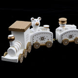Maxbell Christmas Wooden Train Wood Ornament Xmas Toy Vehicles Decoration Gift White