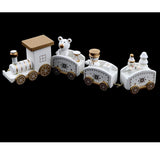 Maxbell Christmas Wooden Train Wood Ornament Xmas Toy Vehicles Decoration Gift White