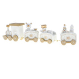Maxbell Christmas Wooden Train Wood Ornament Xmas Toy Vehicles Decoration Gift White