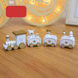 Maxbell Christmas Wooden Train Wood Ornament Xmas Toy Vehicles Decoration Gift White