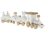 Maxbell Christmas Wooden Train Wood Ornament Xmas Toy Vehicles Decoration Gift White