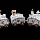 Maxbell Christmas Wooden Train Wood Ornament Xmas Toy Vehicles Decoration Gift White