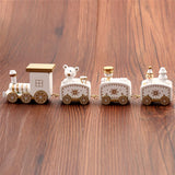 Maxbell Christmas Wooden Train Wood Ornament Xmas Toy Vehicles Decoration Gift White