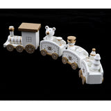 Maxbell Christmas Wooden Train Wood Ornament Xmas Toy Vehicles Decoration Gift White