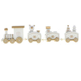 Maxbell Christmas Wooden Train Wood Ornament Xmas Toy Vehicles Decoration Gift White