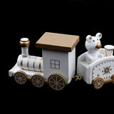 Maxbell Christmas Wooden Train Wood Ornament Xmas Toy Vehicles Decoration Gift White