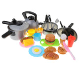 Maxbell 10pcs Kitchen Cookware+15pcs Food Play Cutting Kids Pretend Play Cooking Toy