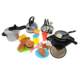Max 11pcs Kitchen Cookware Induction Cooker+15pcs Food Play Kid Pretend Play Toy