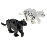 Maxbell Children Plastic Animal Leopard Building Blocks Educational Toy Gray White