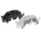Maxbell Children Plastic Animal Leopard Building Blocks Educational Toy Gray White