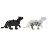 Maxbell Children Plastic Animal Leopard Building Blocks Educational Toy Gray White