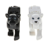 Maxbell Children Plastic Animal Leopard Building Blocks Educational Toy Gray White